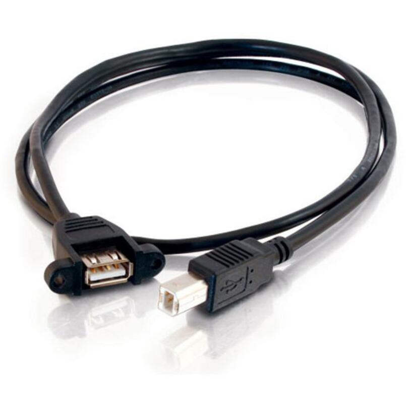 C2G 2ft Panel-Mount USB 2.0 A Female to B Male Cable