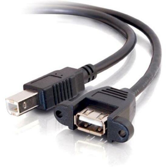 C2G 3ft Panel-Mount USB 2.0 A Female to B Male Cable