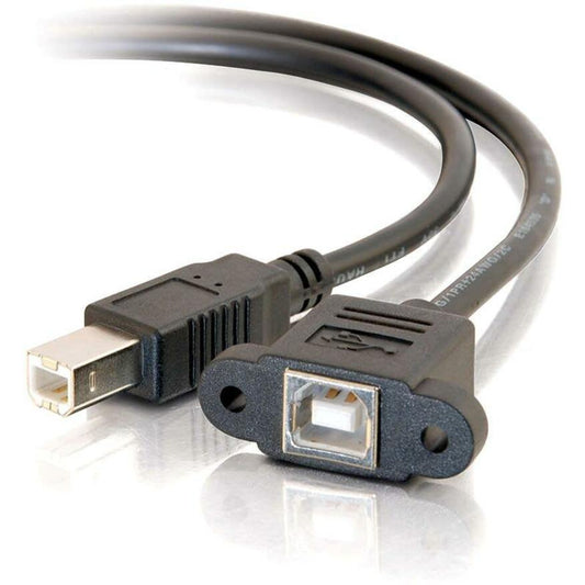 C2G 1ft Panel-Mount USB 2.0 B Female to B Male Cable