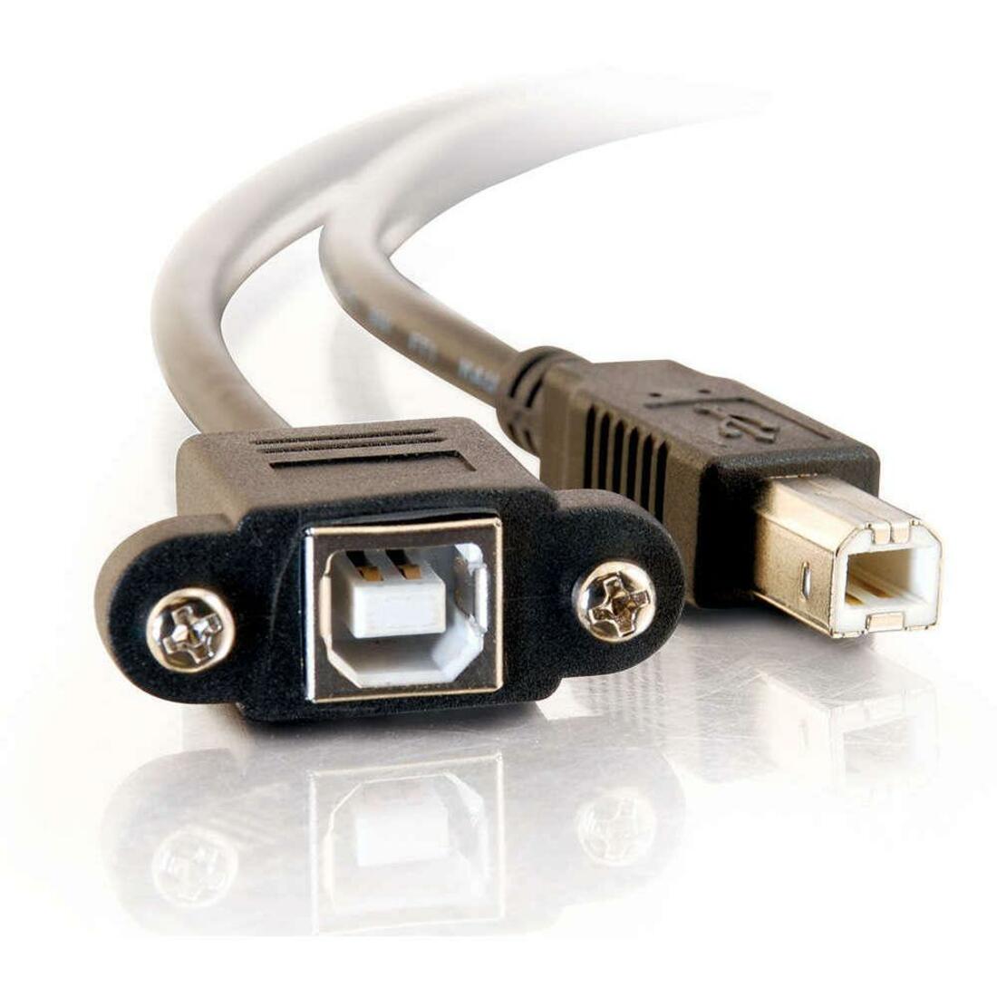 C2G 2ft Panel-Mount USB 2.0 B Female to B Male Cable