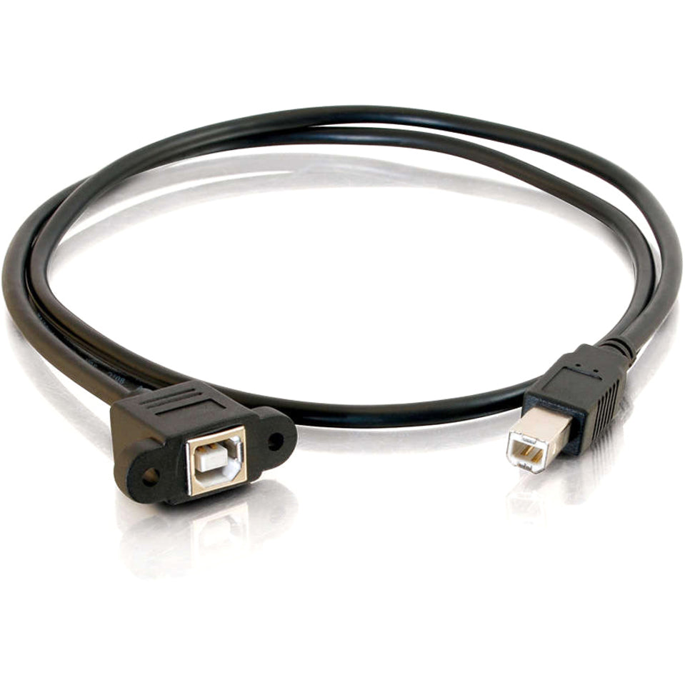 C2G 3ft Panel-Mount USB 2.0 B Female to B Male Cable