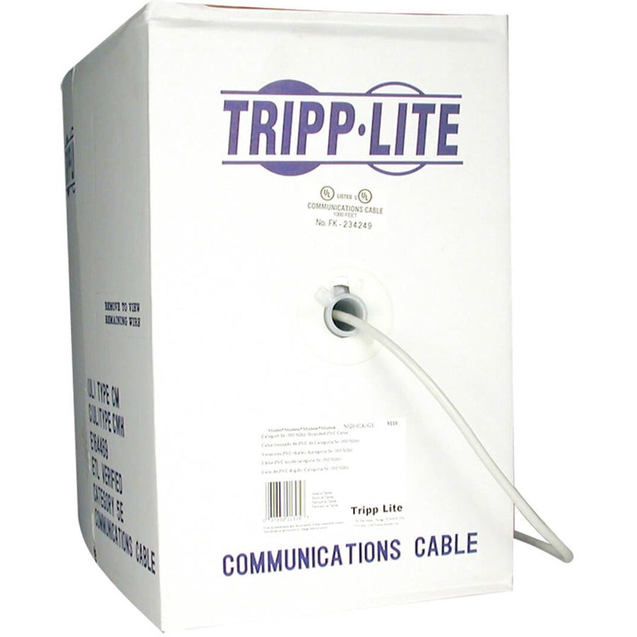 Tripp Lite Cat5e 350 MHz Solid Core Outdoor-Rated (UTP) PVC Bulk Ethernet Cable PoE Gray 1000 ft. (304.8 m)