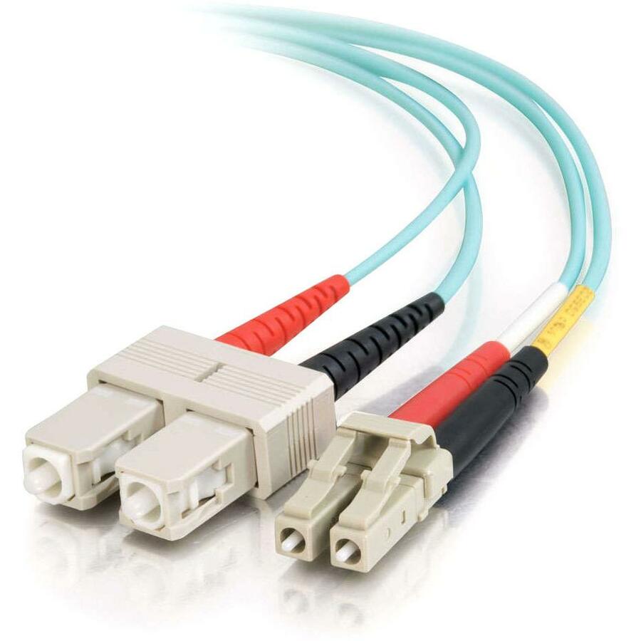 C2G 10m LC-SC 10Gb 50/125 OM3 Duplex Multimode PVC Fiber Optic Cable (LSZH) - Aqua