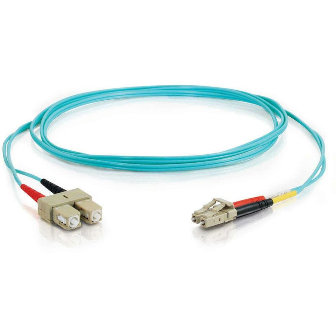 C2G 10m LC-SC 10Gb 50/125 OM3 Duplex Multimode PVC Fiber Optic Cable (LSZH) - Aqua