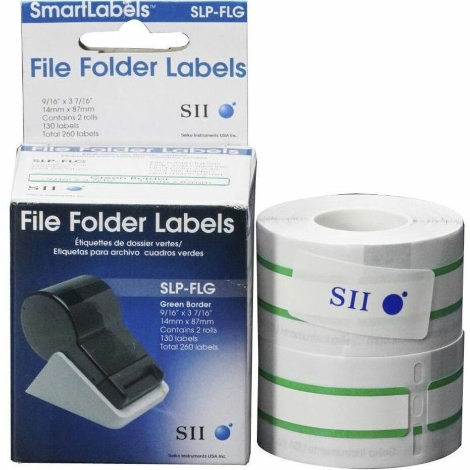 Seiko SLP-FLB White/Green File Folder Labels