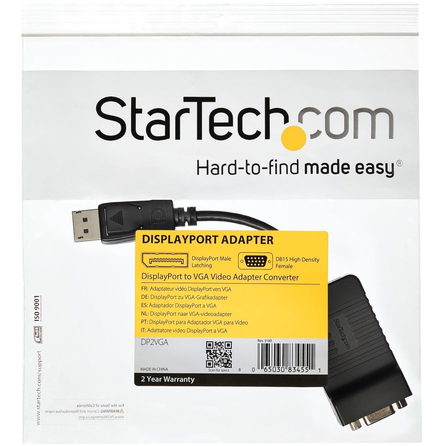 StarTech.com DisplayPort to VGA Adapter Active DP to VGA Converter 1080p Video DP to VGA Monitor Dongle Latching DP Connector Durable