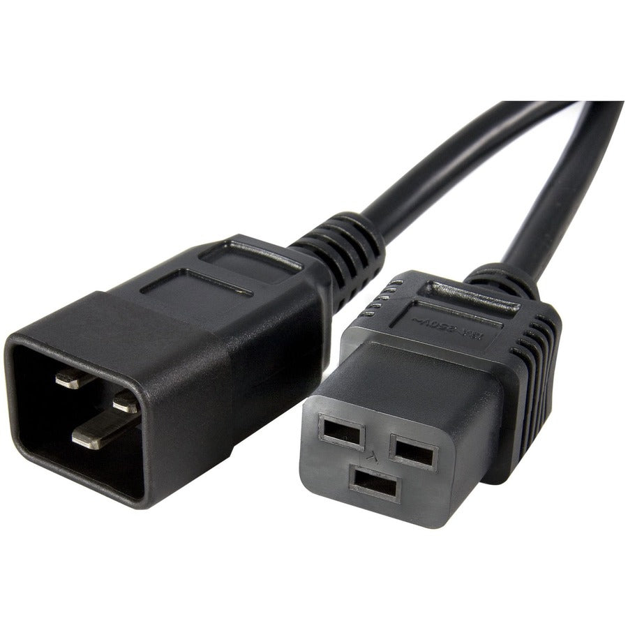 StarTech.com 3ft (1m) Power Extension Cord IEC C19 to C20 13A 250V 16AWG Black Outlet Extension Cable for Network Equipment