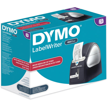 Dymo LabelWriter 450 Duo Direct Thermal Printer - Monochrome - Label Print - USB - Platinum