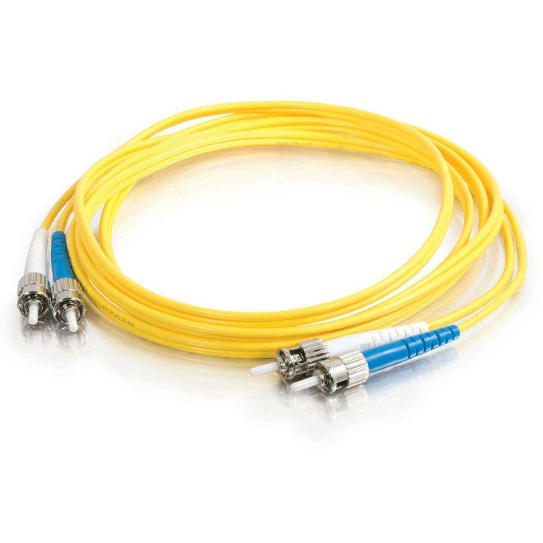 C2G 6m ST-ST 9/125 OS1 Duplex Singlemode PVC Fiber Optic Cable (USA-Made) - Yellow