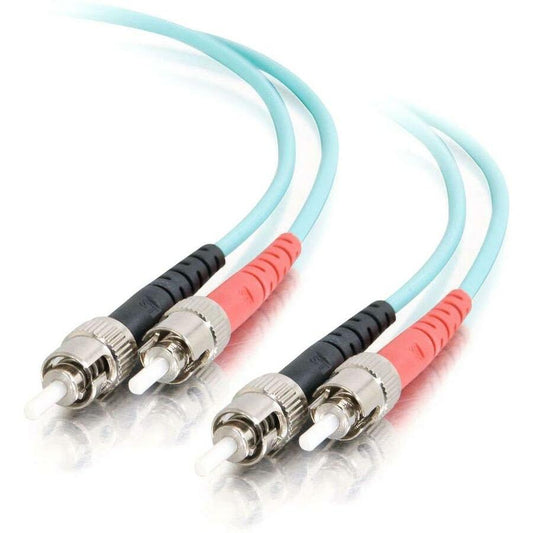 C2G 6m ST-ST 10Gb 50/125 OM3 Duplex Multimode PVC Fiber Optic Cable (USA-Made) - Aqua