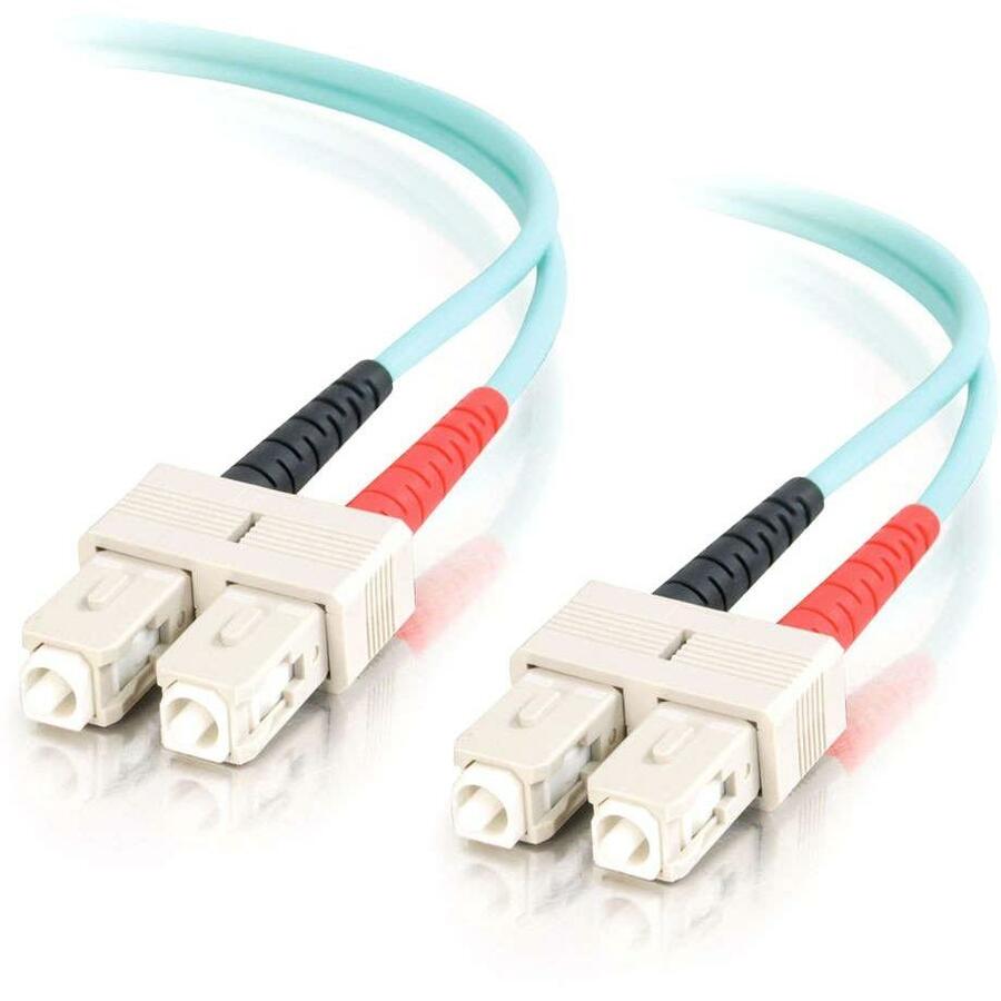 C2G 6m SC-SC 10Gb 50/125 OM3 Duplex Multimode PVC Fiber Optic Cable (USA-Made) - Aqua