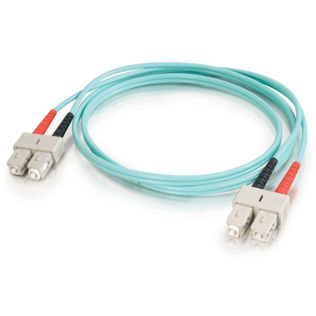 C2G 6m SC-SC 10Gb 50/125 OM3 Duplex Multimode PVC Fiber Optic Cable (USA-Made) - Aqua