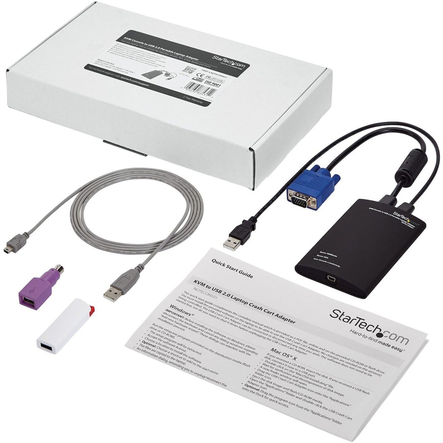 StarTech.com KVM Console to USB 2.0 Portable Laptop Crash Cart Adapter - Notebook Netbook Crash cart adapter - Compact - KVM to USB Notebook Portable KVM Console
