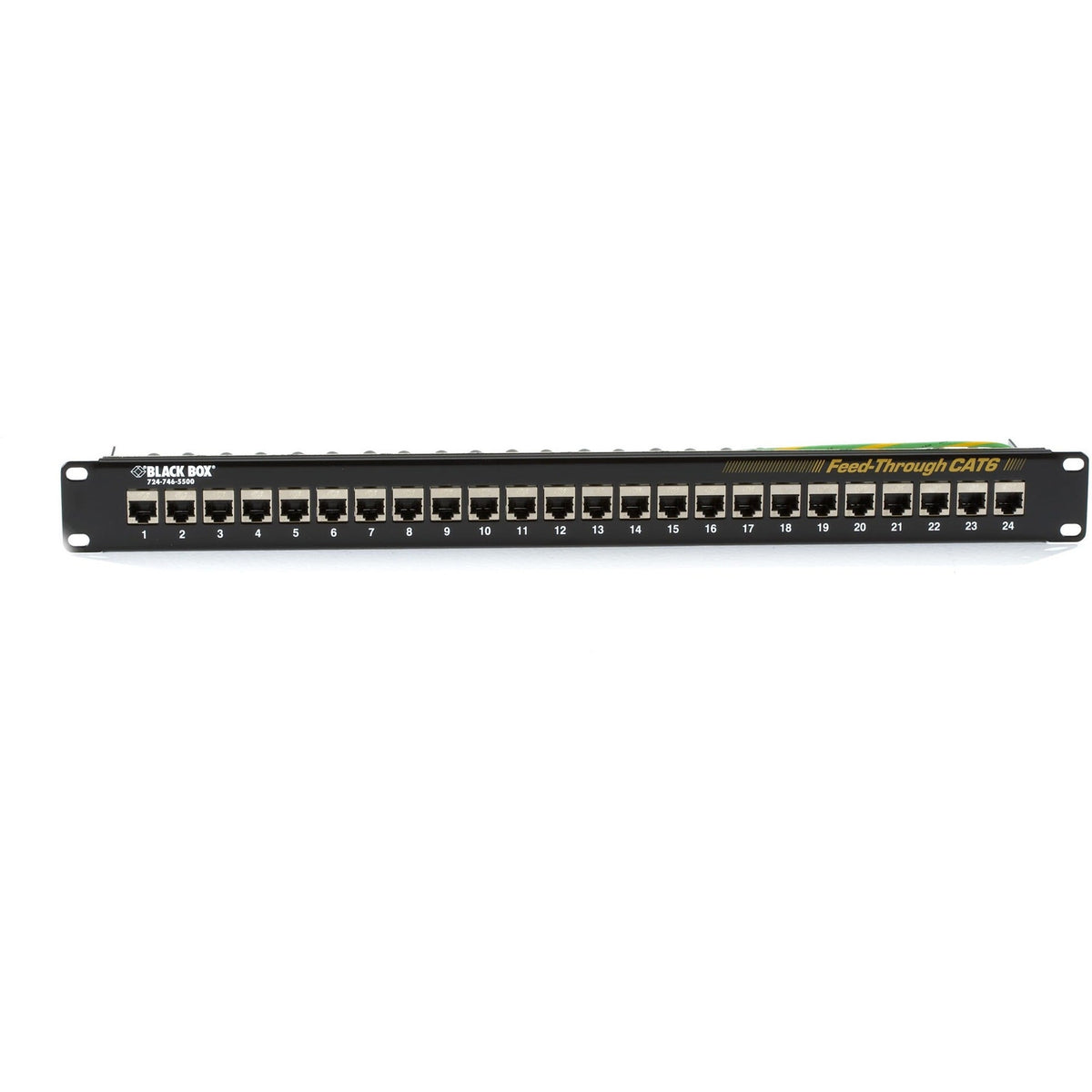 Black Box CAT6 Patch Panel - Feed-Through 1U Shielded 24-Port