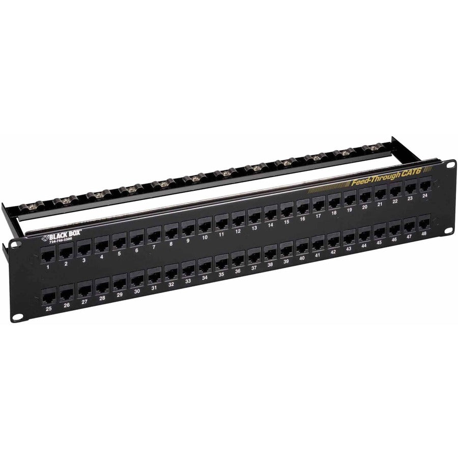 Black Box CAT6 Feed-Through Patch Panel - 2U Unshielded 48-Port