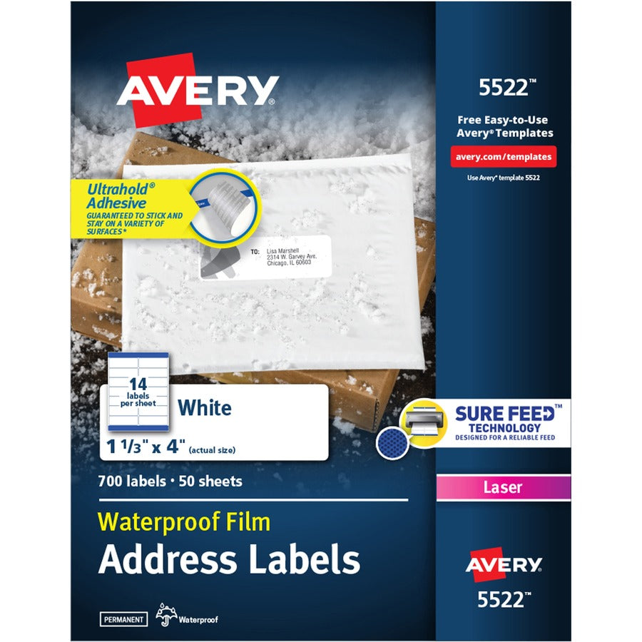Avery&reg; 1-1/3" x 4" Labels Ultrahold 700 Labels (5522)