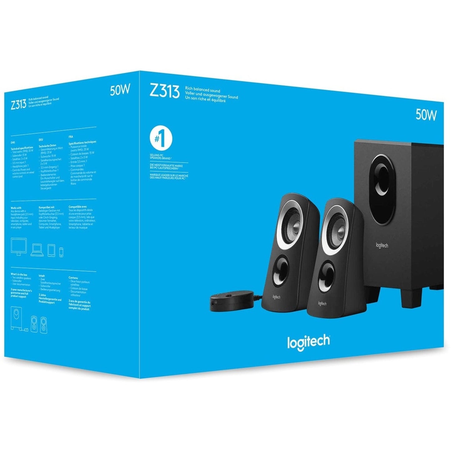 Logitech Z313 2.1 Speaker System - 25 W RMS - Black