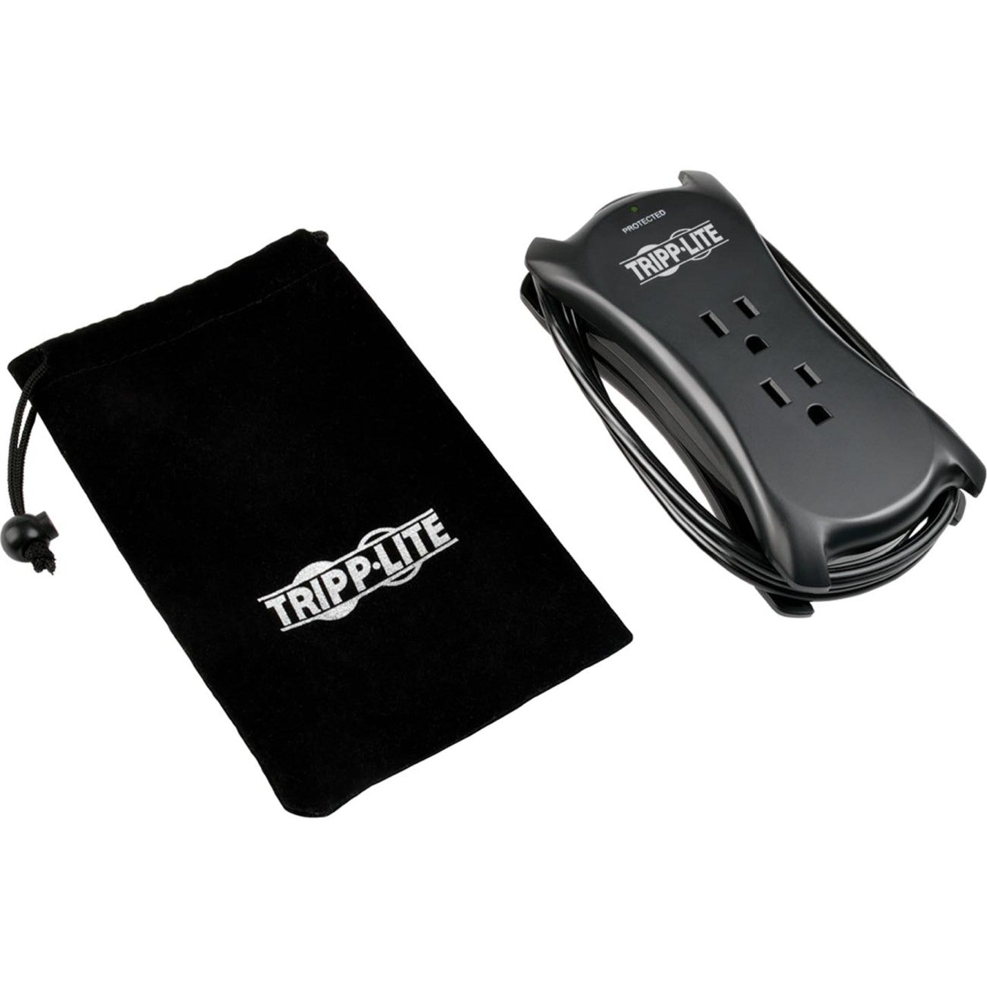 Tripp Lite Protect It! 3-Outlet Travel-Size Surge Protector 5-15R Outlets 2 USB Ports 5-15P Input 1050 Joules Black