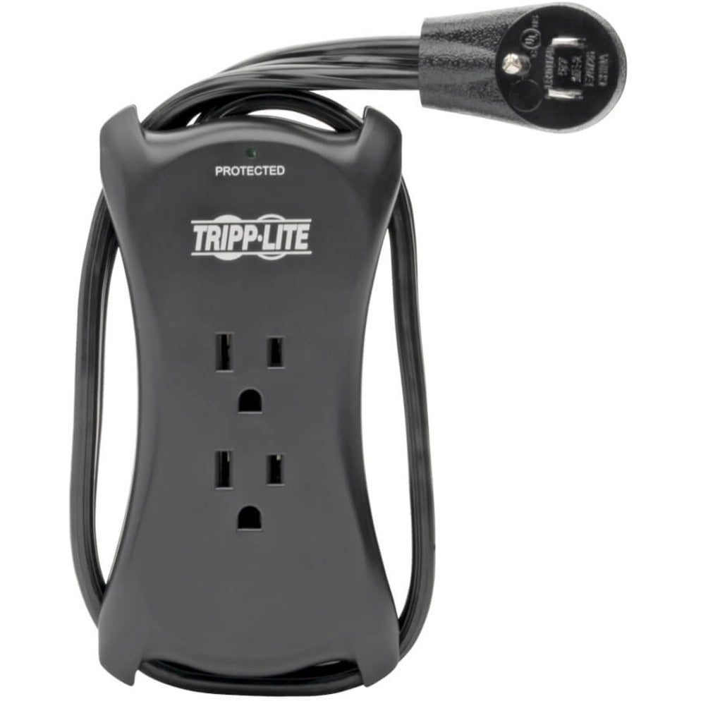 Tripp Lite Protect It! 3-Outlet Travel-Size Surge Protector 5-15R Outlets 2 USB Ports 5-15P Input 1050 Joules Black