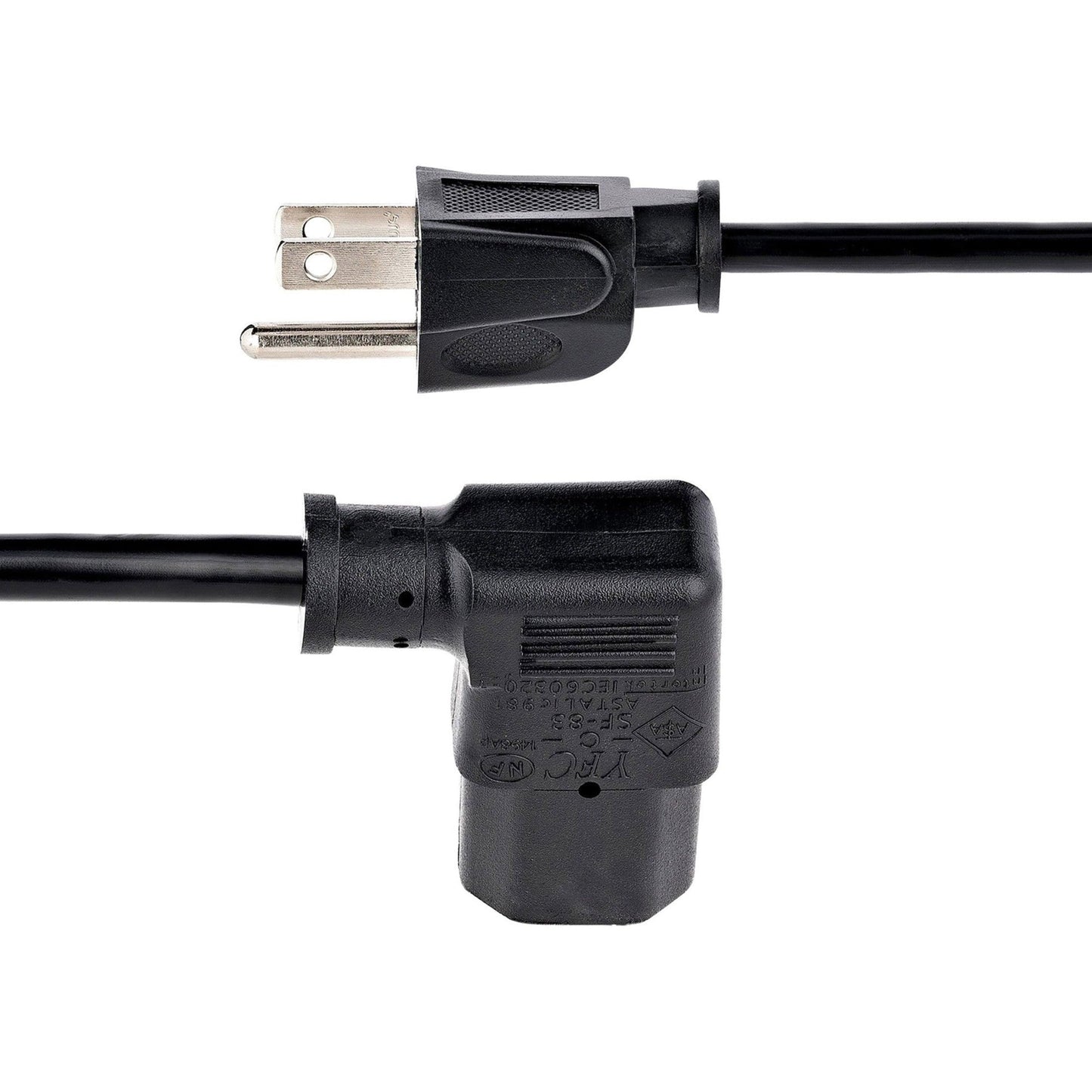 StarTech.com 10ft (3m) Computer Power Cord NEMA 5-15P to Right Angle C13 10A 125V 18AWG Replacement AC Power Cord Monitor Power Cable