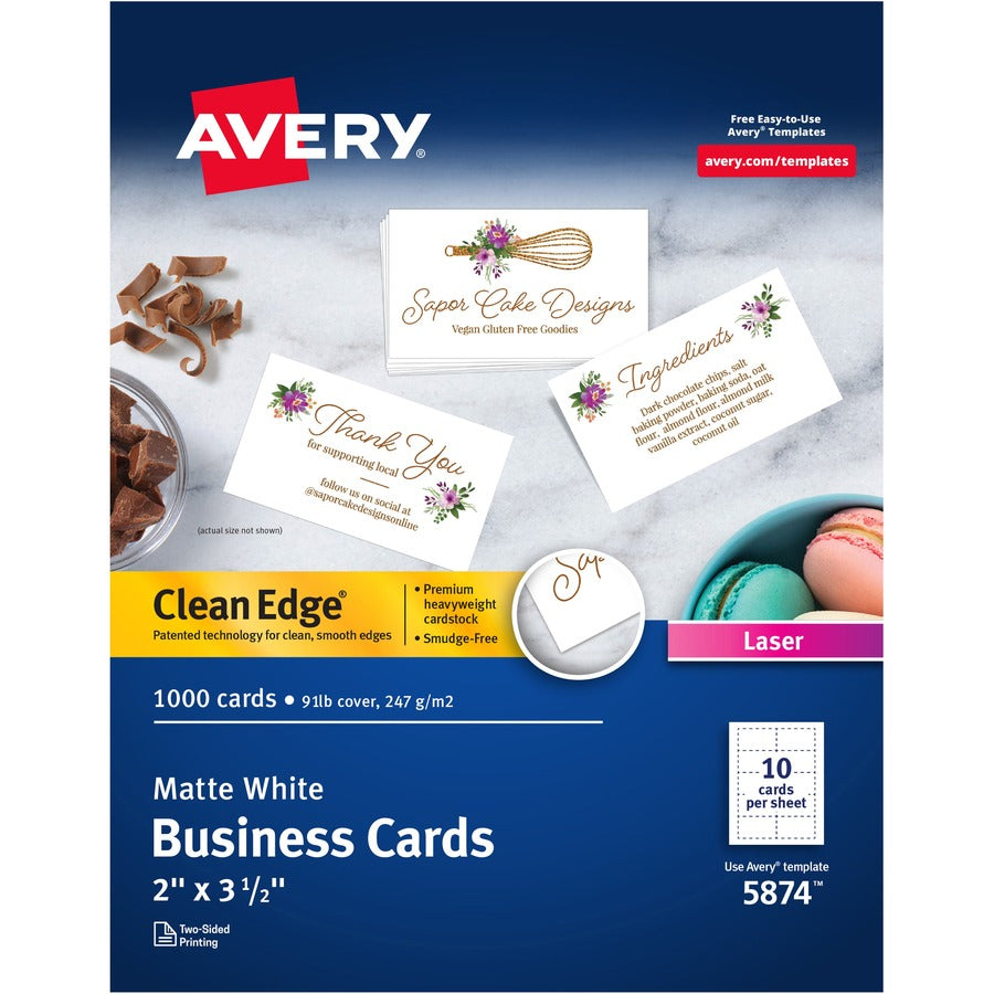 Avery&reg; Clean Edge Laser Business Card - White