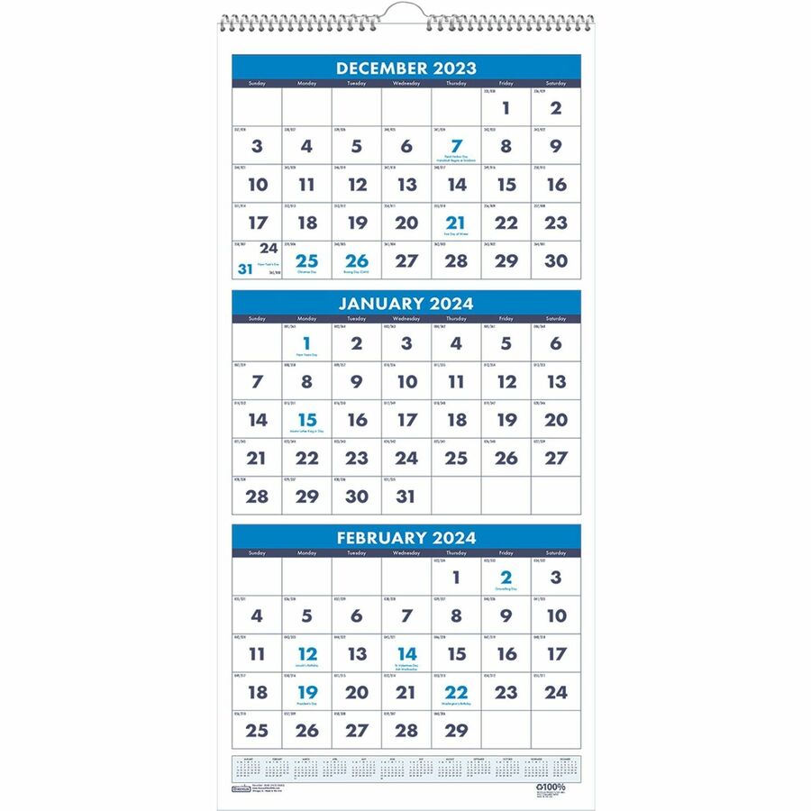 House of Doolittle Three-month Vertical Wall Calendar