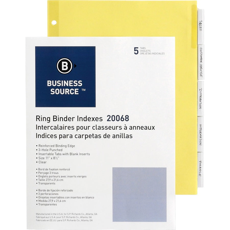 Business Source Buff Stock Ring Binder Indexes