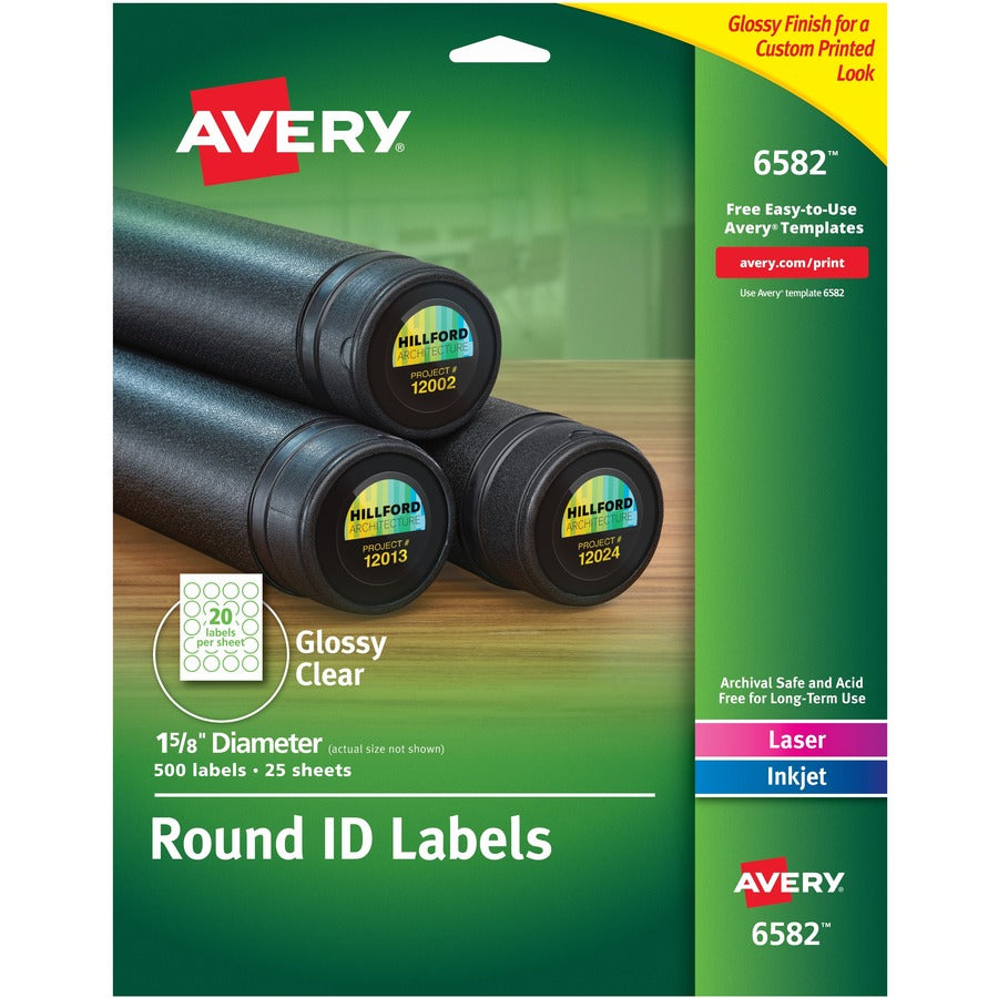 Avery&reg; Glossy Permanent Multipurpose Round Labels