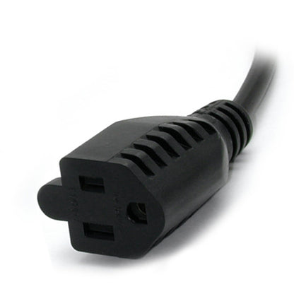 StarTech.com 1ft (0.3m) Power Extension Cord IEC C14 to NEMA 5-15R 10A 125V 18AWG Black Outlet Extension Cable for Power Supplies