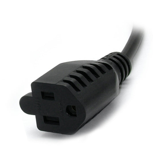 StarTech.com 1ft (0.3m) Power Extension Cord IEC C14 to NEMA 5-15R 10A 125V 18AWG Black Outlet Extension Cable for Power Supplies