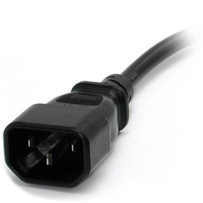 StarTech.com 1ft (0.3m) Power Extension Cord IEC C14 to NEMA 5-15R 10A 125V 18AWG Black Outlet Extension Cable for Power Supplies