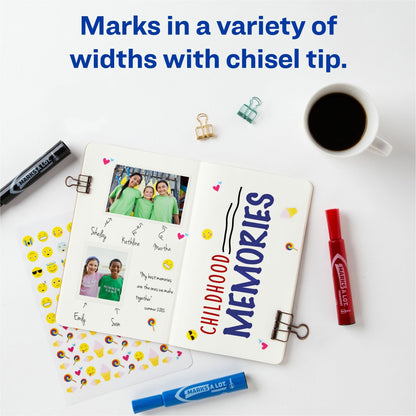 Avery&reg; Marks A Lot&reg; Permanent Markers Regular Desk-Style Size Chisel Tip 4 Assorted Markers (07905)