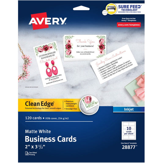 Avery&reg; Clean Edge Business Cards 2" x 3.5"  White 120 (28877)