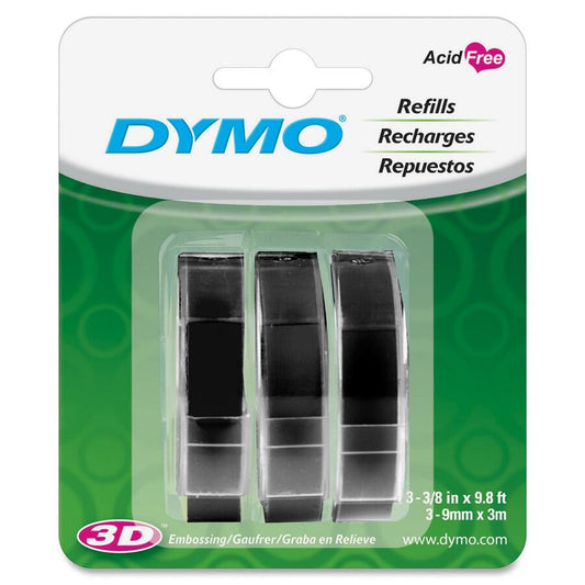 3PK BLACK EMBOSSING TAPE 9MMX3M