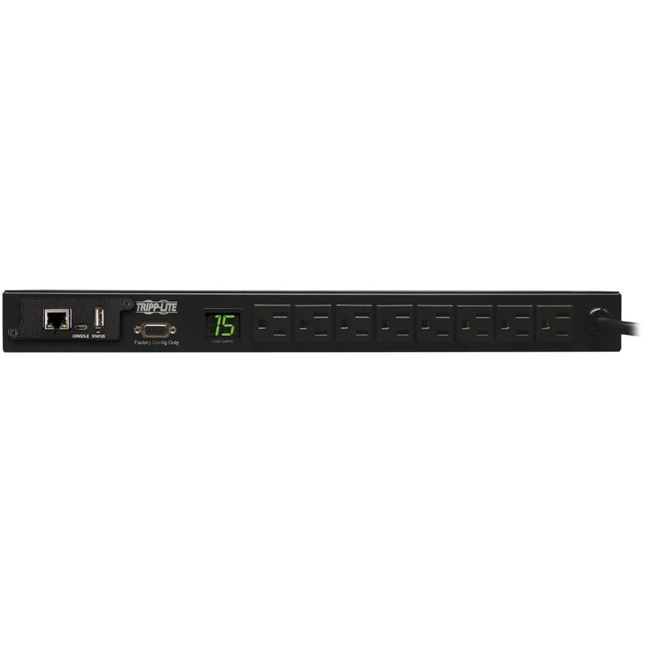 Tripp Lite PDU 1.4kW Single-Phase Monitored PDU with LX Platform Interface 120V Outlets (8 5-15R) 5-15P 12 ft. (3.66 m) Cord 1U Rack-Mount TAA