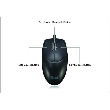 Adesso 3 Button Desktop Optical Scroll Mouse (USB)