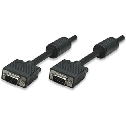 Manhattan SVGA HD15 Male to HD15 Male Monitor Cable with Ferrite Cores 6' Black