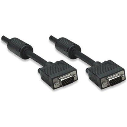 Manhattan SVGA HD15 Male to HD15 Male Monitor Cable with Ferrite Cores 6' Black