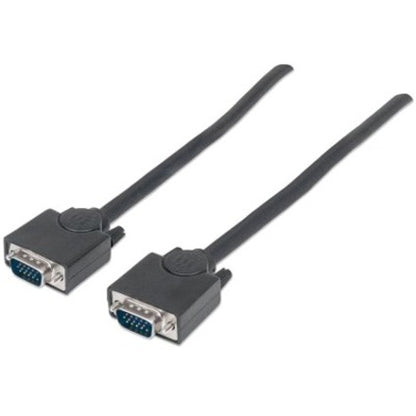 Manhattan SVGA HD15 Male to HD15 Male Monitor Cable 6' Black