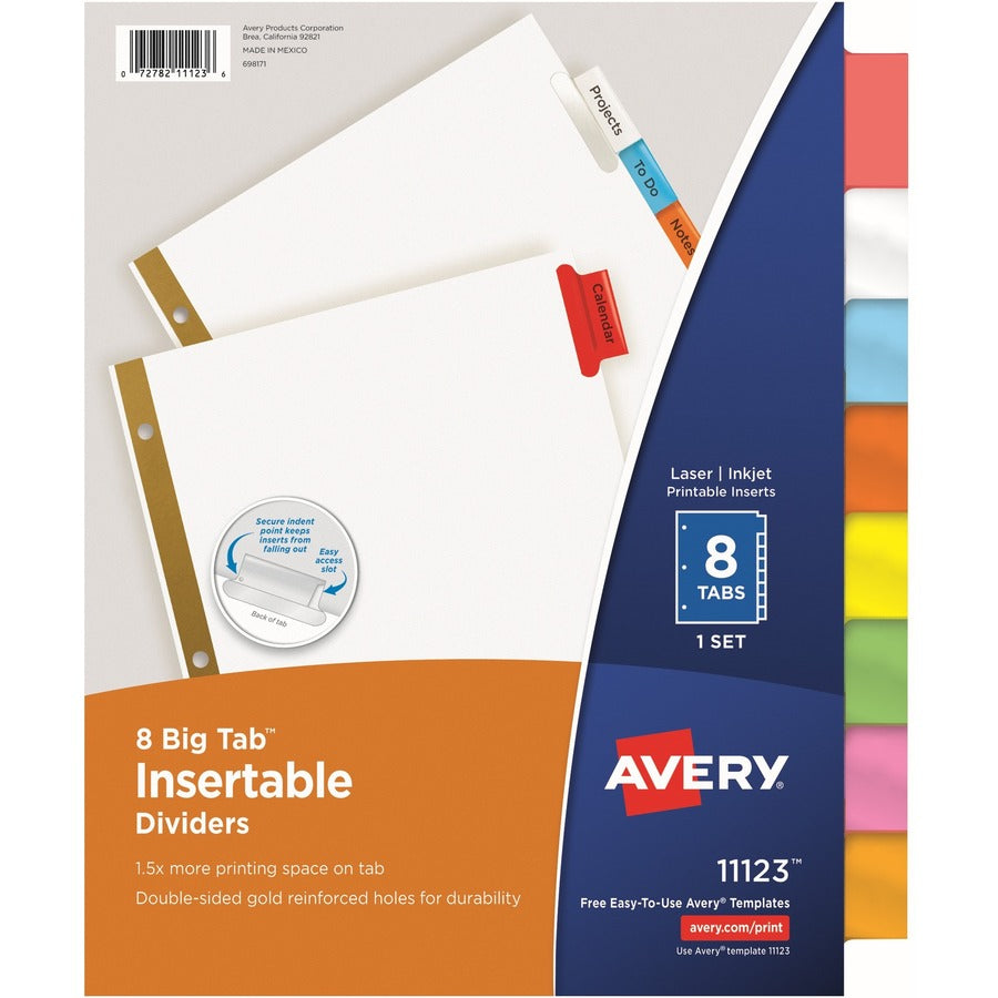 Avery&reg; Big Tab(TM) Insertable Dividers 8-Tab Set Multicolor (11123)