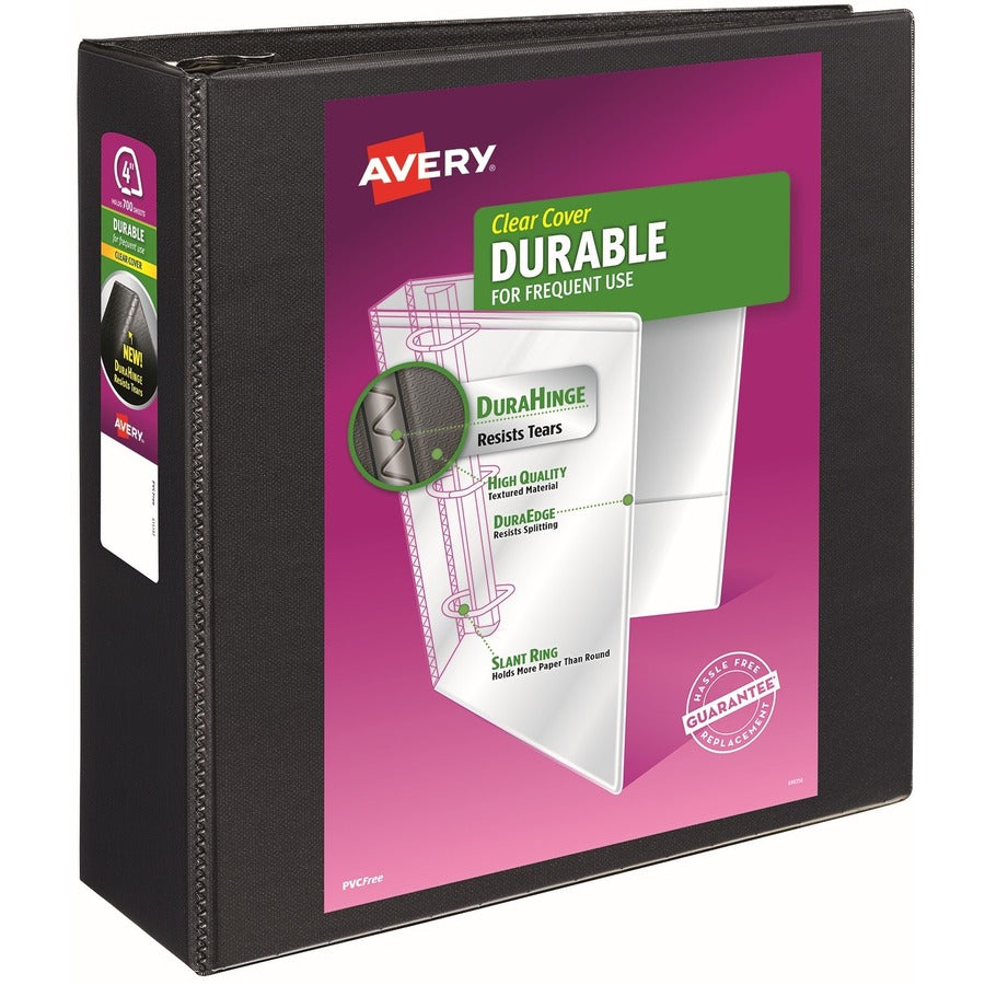 Avery&reg; Durable View 3 Ring Binder 4" EZD&reg; Rings 1 Black Binder (09800)