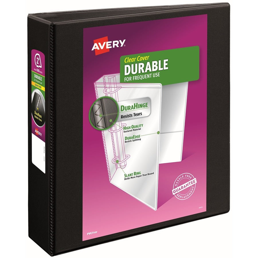 Avery&reg; Durable View 3 Ring Binder 2 Inch EZD Rings 1 Black Binder (09500)