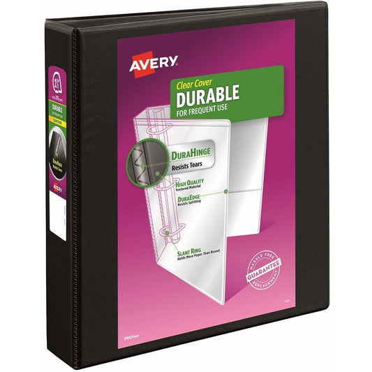 Avery&reg; Durable View 3 Ring Binder 1-1/2 Inch EZD Rings 1 Black Binder (09400)