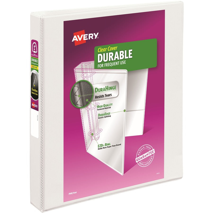 Avery&reg; Durable View 3 Ring Binder 1" EZD&reg; Rings 1 White Binder (09301)