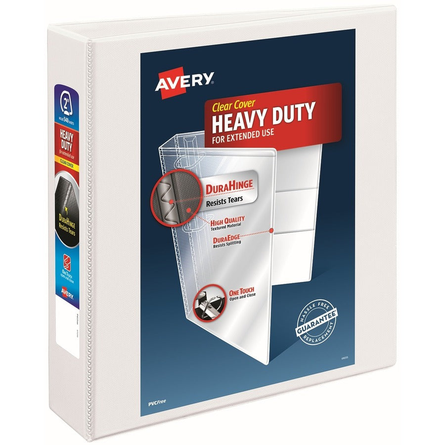 Avery&reg; Nonstick Heavy-Duty View 3 Ring Binder 2" One Touch Slant Rings 1 White Binder (05504)