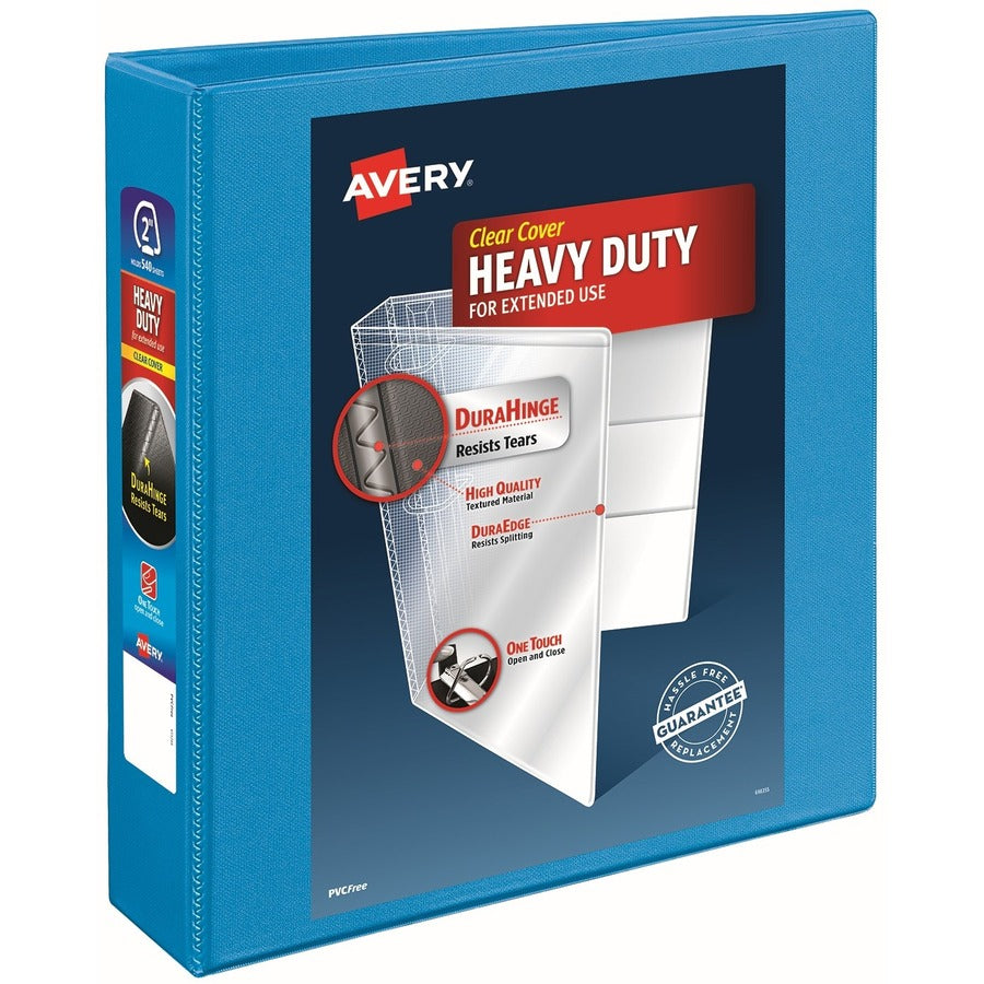 Avery&reg; Nonstick Heavy-Duty View 3 Ring Binder 2" One Touch Slant Rings 1 Light Blue Binder (05501)