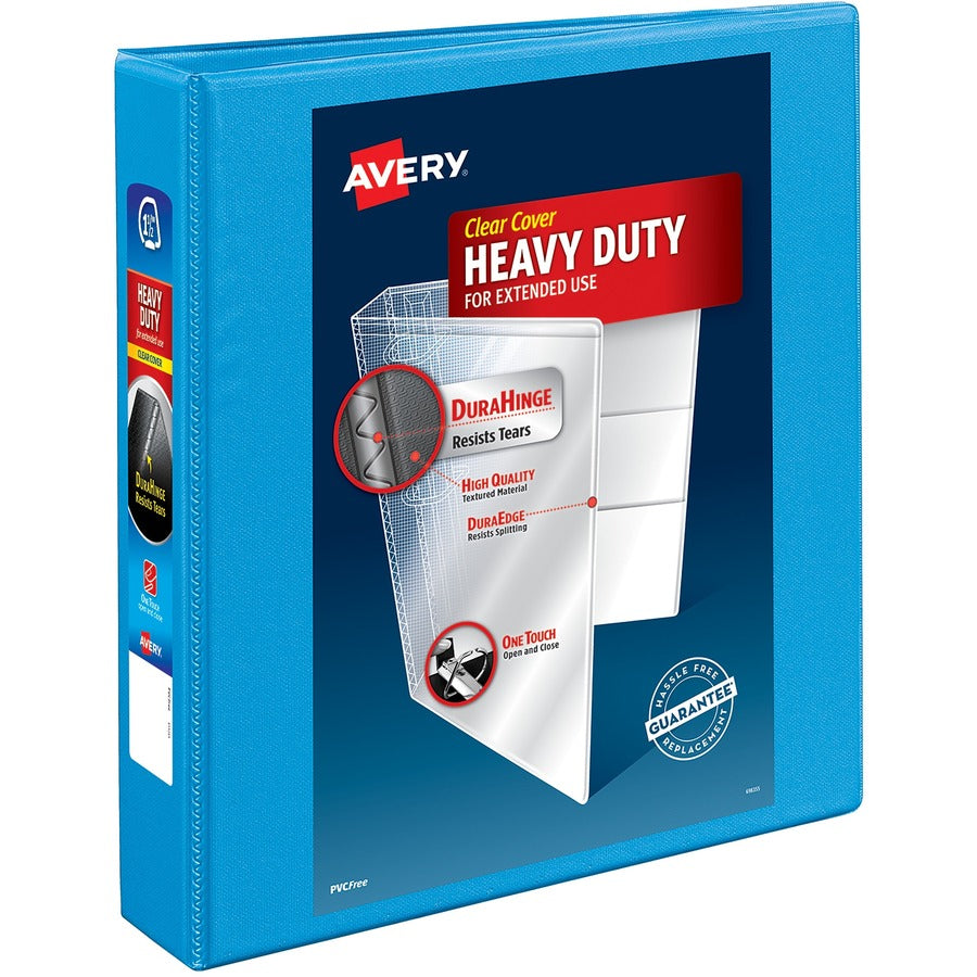 Avery&reg; Nonstick Heavy-Duty View Binder 1.5" One Touch Slant Rings 1 Light Blue Binder (05401)