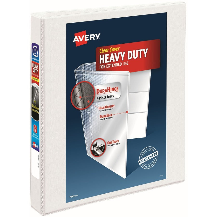 Avery&reg; Heavy-Duty View 3 Ring Binder 1" One Touch Slant Rings Holds 8.5" x 11" Paper White (05304)