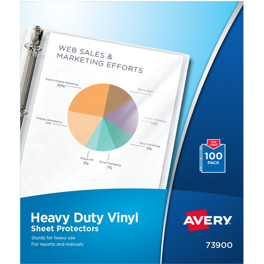 Avery&reg; Heavy-Duty Vinyl Sheet Protectors Top-Loading 100 Protectors (73900)