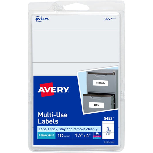 Avery&reg; Removable Labels Removable Adhesive 1-1/2" x 4"  150 Labels (5452)